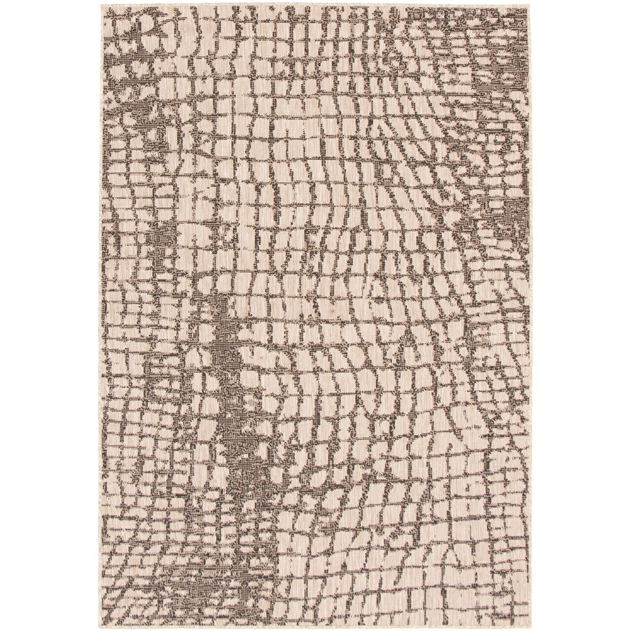 Chaudhary Living 5.25' x 7.5' Animal Printed Indoor Outdoor Area Throw Rug - Silver and Black